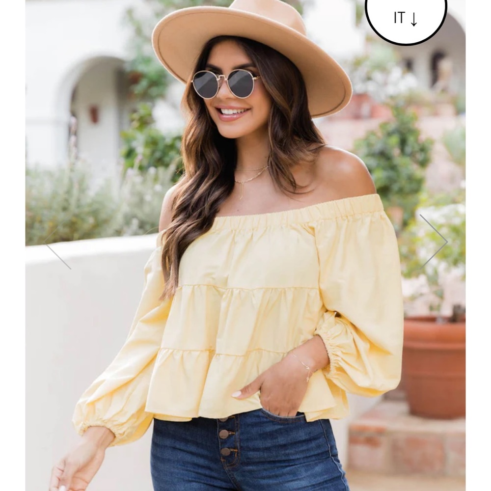 Pink Lily crop yellow top